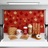 Aperturee - Aperturee Maple Leaves Tims Photography Cake Smash Backdrop